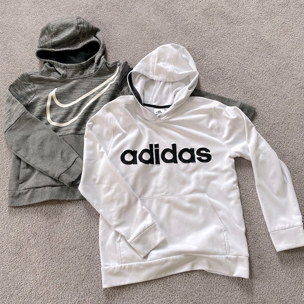 Mixed Lot (2) Nike Adidas Hoodies Sweatshirts Boys Youth Large